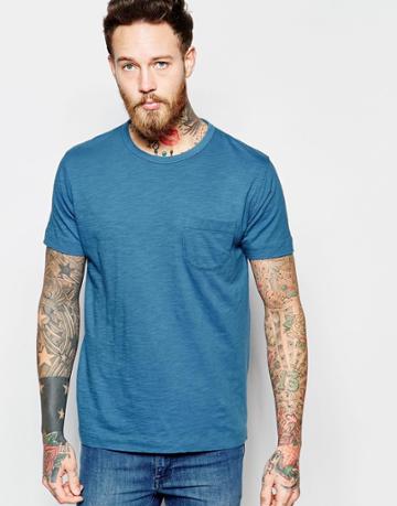 Ymc T-shirt With Pocket In Blue - Blue
