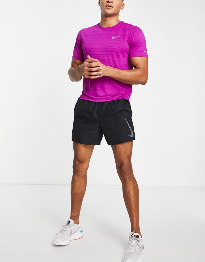 Nike Running Dri-fit 5-inch Challenger Swoosh Shorts In Black