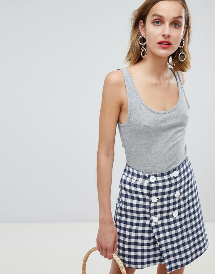 Mango Organic Round Neck Tank In Gray - Gray