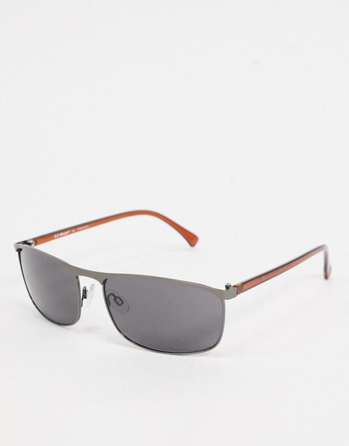 Aj Morgan Square Sunglasses In Gunmetal-grey