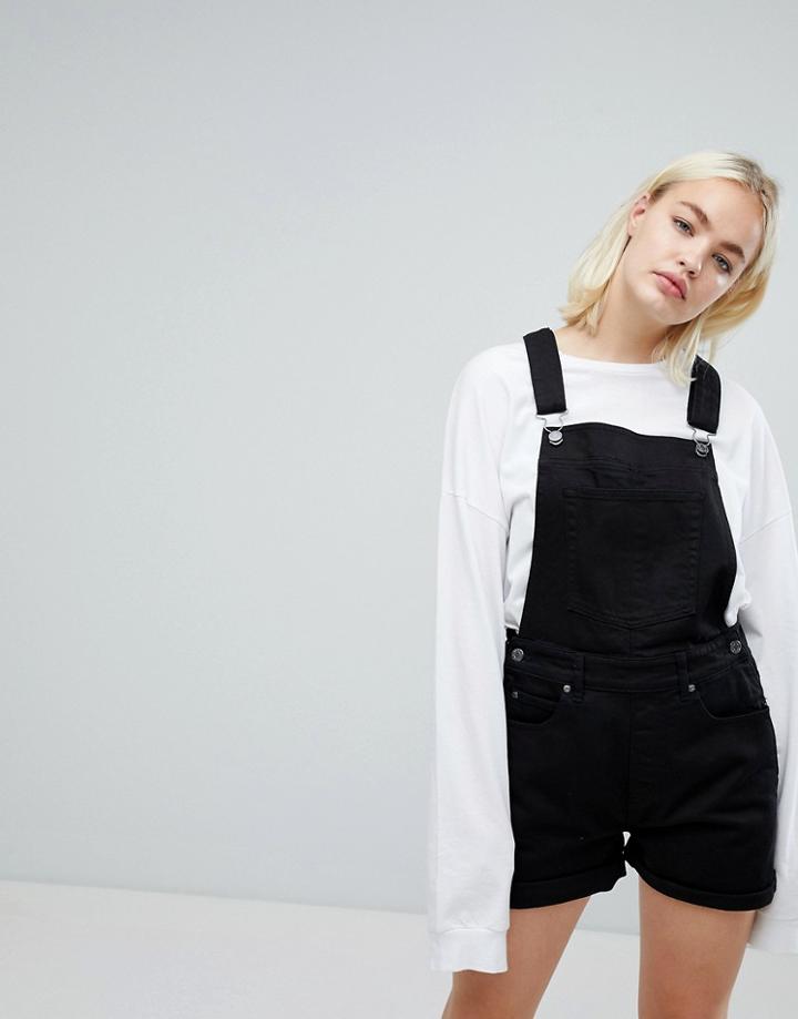 Dr Denim Short Overalls - Black