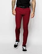 Asos Super Skinny Smart Pants In Mini Check In Red - Red