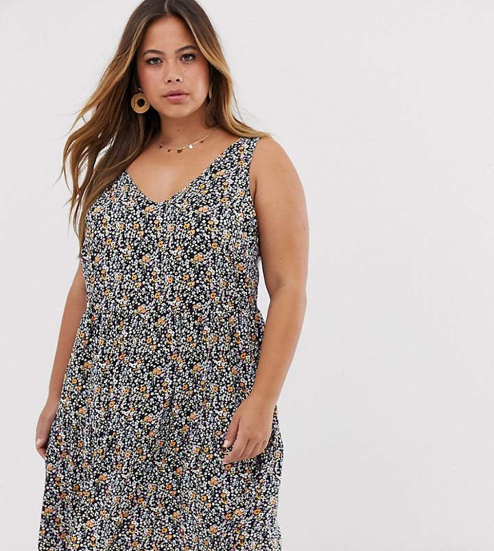 Vero Moda Curve Printed Tiered Mini Dress - Multi