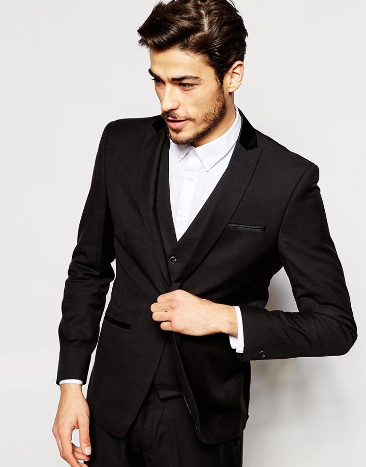 Vito Tuxedo Suit Jacket In Slim Fit - Black