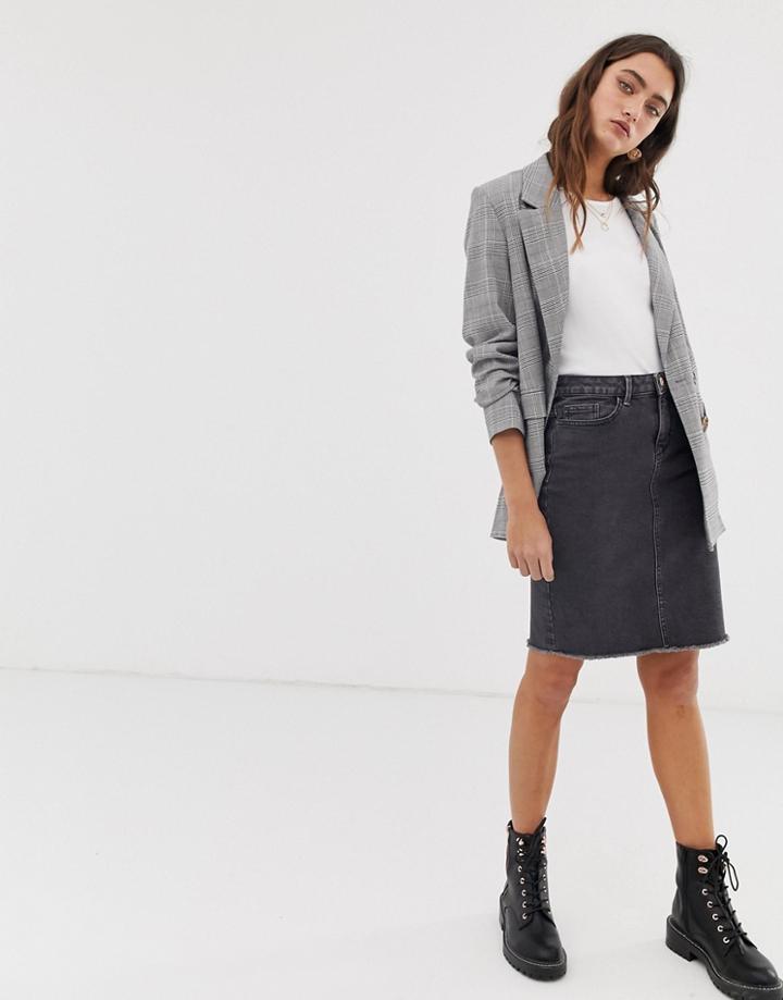 Only Denim Skirt With Raw Edge - Gray