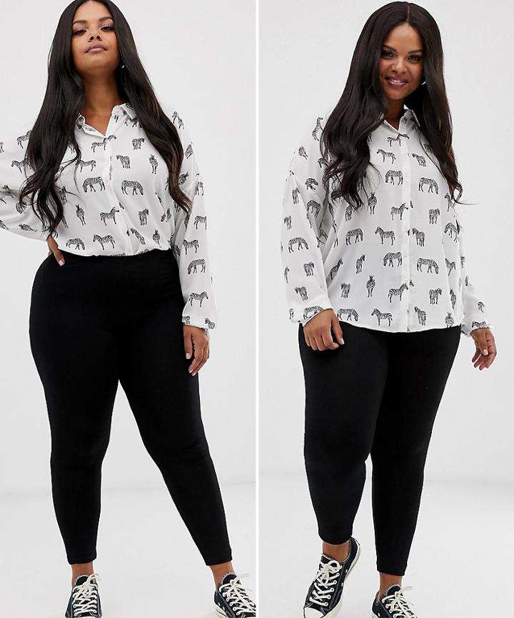 Asos Design Curve 2 Pack High Waisted Leggings In Black Save