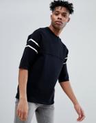 Only & Sons Knitted Short Sleeve Sweatshirt With Stripe - Black