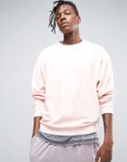 Asos Oversized Sweatshirt In Towelling - Pink