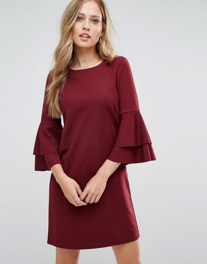 Vero Moda Frill Sleeve Shift Dress - Purple