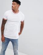 Asos Design Muscle Fit Ribbed T-shirt With Tipping - Multi