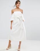 Stevie May Off Shoulder Bodice Dress With Waist Tie - White