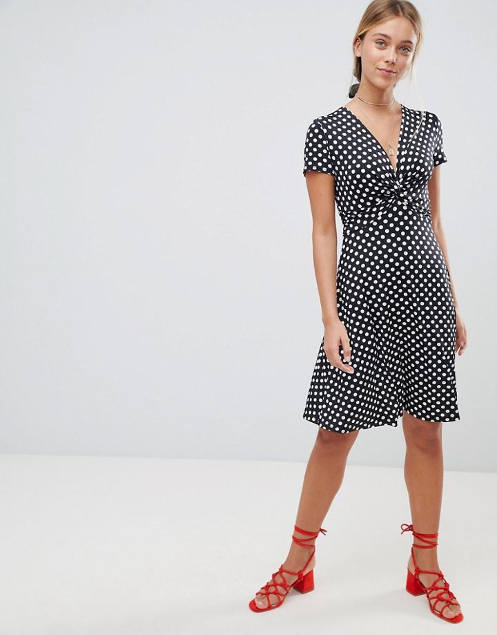 Gilli Polka Dot Skater Dress - Black
