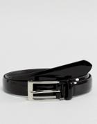 Ben Sherman Smart Skinny Belt In Black Patent - Black