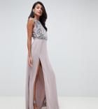Asos Design Tall Crop Top Embellished Maxi Dress - Gray