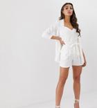 Unique21 Lace Paperbag Waist Shorts - White