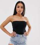 Asos Design Petite Bandeau Body In Black - Black