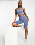 Phat Buddha Seamless Shorts In Heather Blue-blues