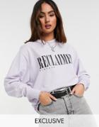 Reclaimed Vintage Inspired Plus Sweatshirt In Lilac With Logo Print-purple