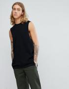 Asos Design Vest With Contrast Side Splits In Black - Multi