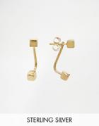Asos Gold Plated Sterling Cube Swing Earrings - Gold