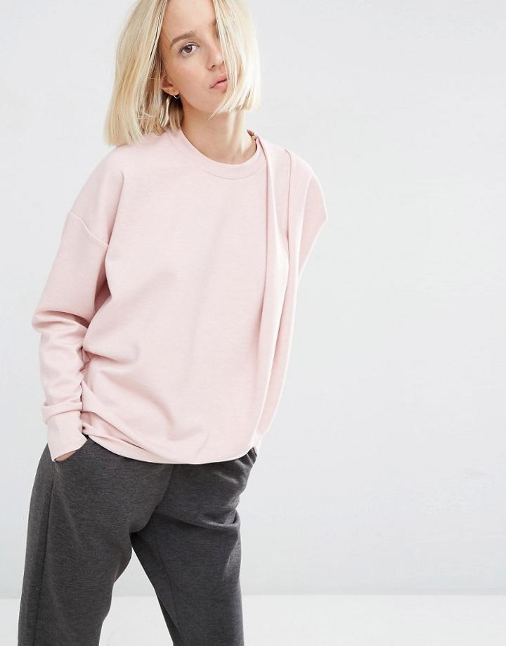 Asos White Tuck Detail Sweater - Blush
