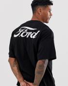 Asos Design Ford Oversized T-shirt With Chest And Back Print-black