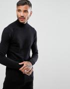 Asos Turtleneck Sweater In Black - Black