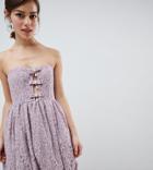 Asos Design Petite Exclusive Puff Ball Lace Mini Dress-multi