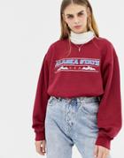 Daisy Street Boyfriend Sweatshirt With Vintage Alaska State Graphic - Red