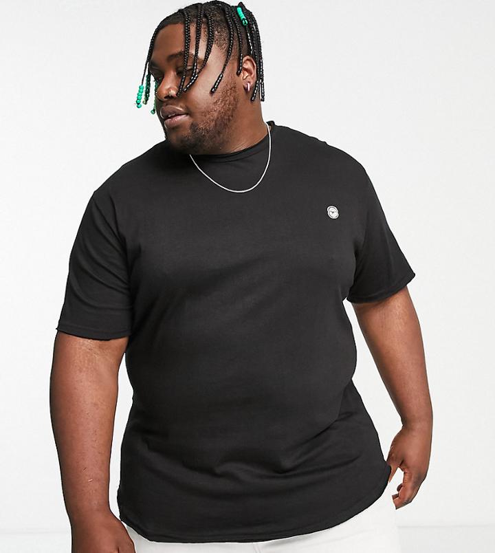 Le Breve Plus Longline Raw Edge T-shirt In Black