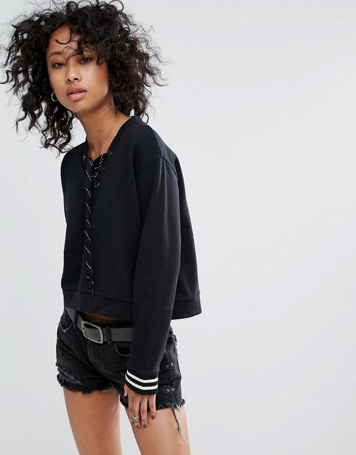 Allsaints Rili Rib Sweat - Black