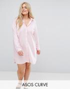 Asos Curve Cotton Shirt Dress - Pink