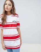 Uncivilised Retro Sporty Striped T-shirt Dress - Red