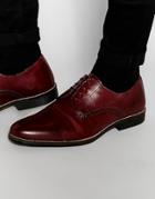 Red Tape Lace Up Shoes In Burgundy Leather - Red