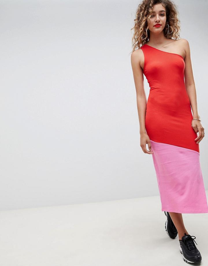 Asos Design Rib Color Block Maxi Dress-multi