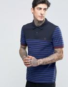 Fred Perry Polo Shirt With Stripe In Navy - Navy