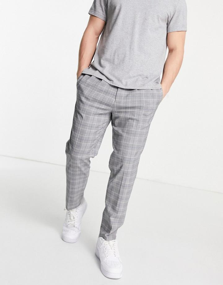 River Island Pleated Pants In Check-grey