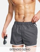 Asos Design Runner Swim Shorts With Smart Fastening In Gray