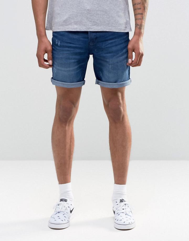 Only & Sons Denim Short In Blue - Blue