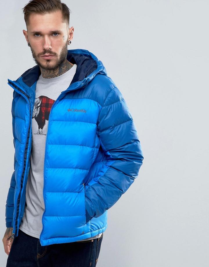 Columbia Quantum Voyage Quilt Jacket Powerdown Hooded 2 Tone - Navy