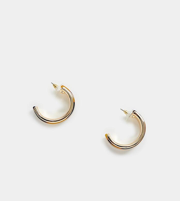 River Island Tortoise Hoop Earrings In Gold - Gold