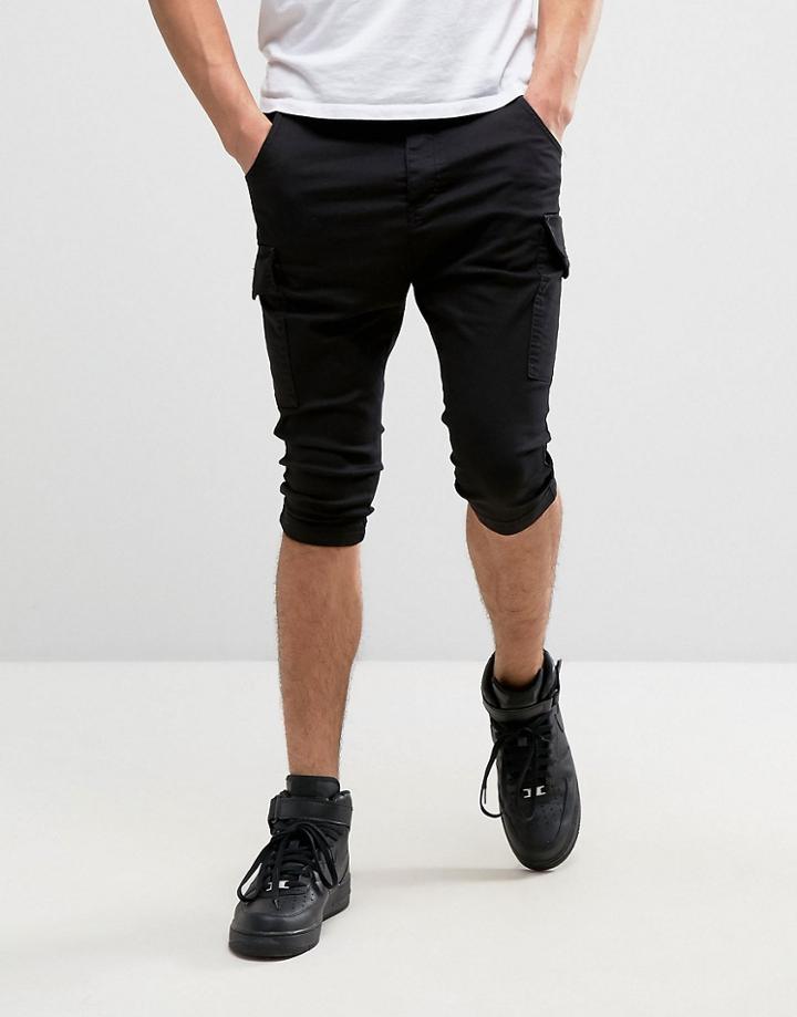 Siksilk Cargo Shorts In Black - Black