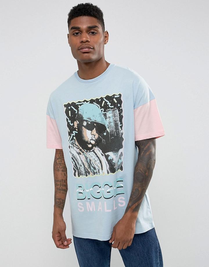 Asos Biggie Oversized T-shirt With Pastel Color Block - Multi