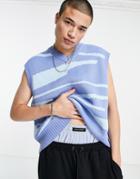 Collusion Knit Tank Top In Blue Jacquard Swirl Print-multi