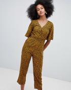 Monki Leopard Print Jumpsuit In Brown - Beige