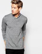 Asos Shawl Neck Sweater In Gray Cotton - Gray