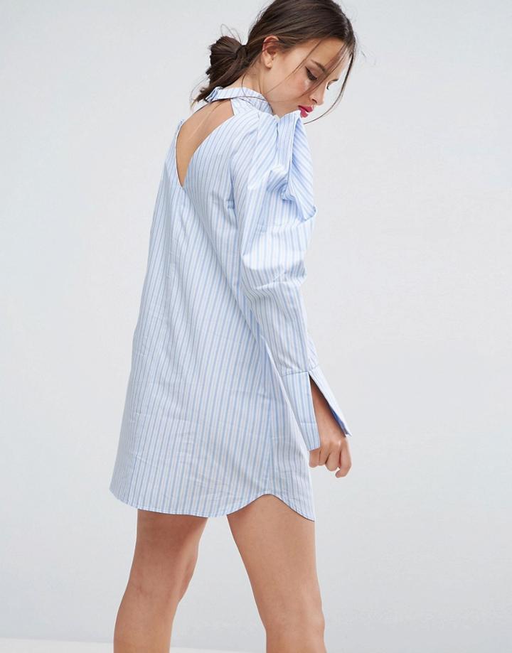 Asos Extreme Sleeve Cotton Stripe Shirt Dress - Multi