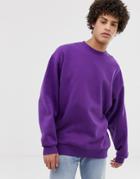 Asos Design Oversized Sweatshirt In Purple - Purple