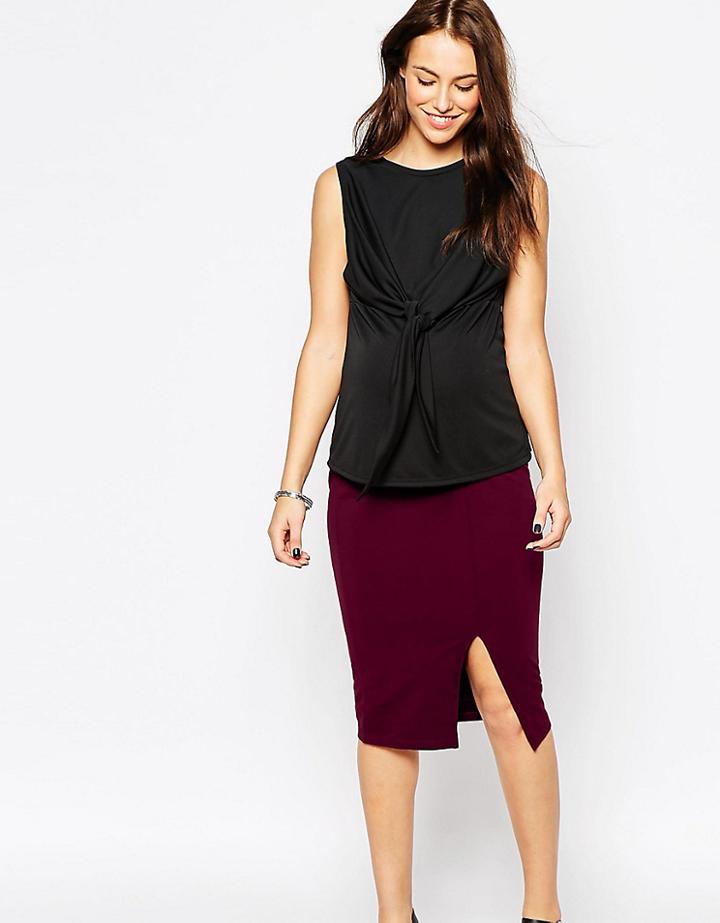 Asos Maternity Pencil Skirt With Split Front - Purple