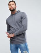 Asos Longline Hoodie In Gray - Black